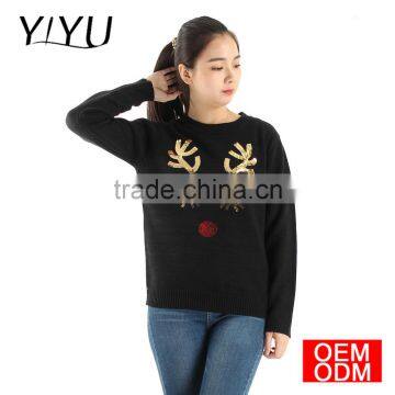 Christmas Jumper Sweater American Style Women Glitter Reindeer Party Knit Sweater photo-2