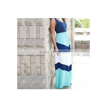 hot sale vest maxi long dress blue and light blue dress beach summer causual dress women