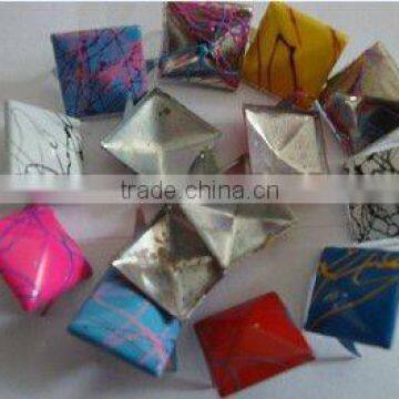 double prong button colorful pyramid stud button