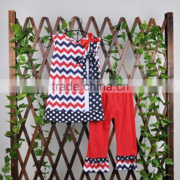 4th of July organic baby clothes summer red blue stripe children boutique clothing set