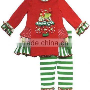 fashion design stripe ruffle Christmas kids boutique clothes