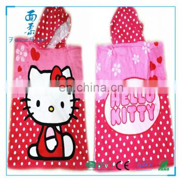 Hello Kitty cartoon charater printed baby bath towel with hood for Christmas promotion