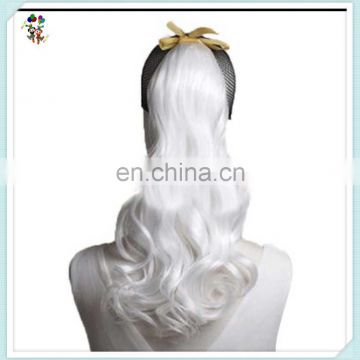 Womens Fancy Dress Silver White Sexy Long Curly Synthetic Ponytails HPC-0182