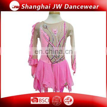 Ice Skating Dance Dresses pink ice skating tassel dress with sequins