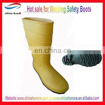 Matt style industrial yellow pvc work safety boots/steel toe and plate safety boots for sale