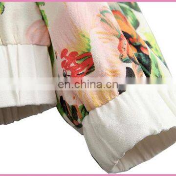 Floral Printed Chiffon Girl's Jacket Flower Baseball Top Jacket photo-4