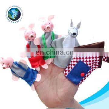 Funny cartoon pig toy custom cute soft plush animal finger puppet and story