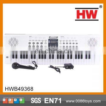 Fashion White Color LED Display Screen With Microphone And Charger 54 Keys Electronic Organ Keyboard