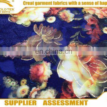 Top grade digital printing wholesale burnout velvet with foil supplier in Shaoxing