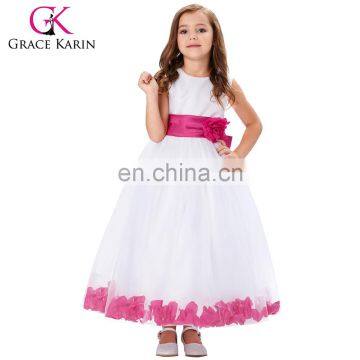 Grace Karin White Blue Sleeveless Flower Decorated Flower Girl Birthday Party Dress 2~12 Years CL008936-5