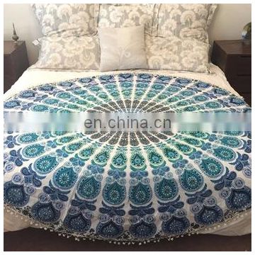 72" Indian Roundie Round Orange White Pigment Tassel Mandala Hippie Tapestry Beach Throw Towel Yoga Mat Bohemian