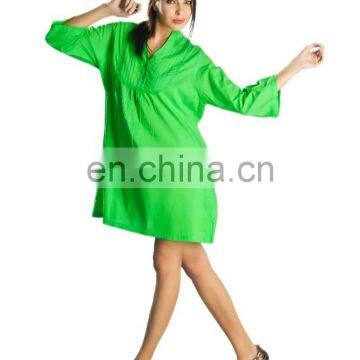 long casual greenish color stylish cotton kurti ladies tunic top Uk cheap high quality products china