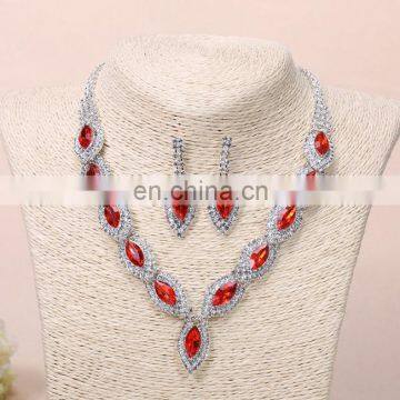 Red crystal dinner necklace sets