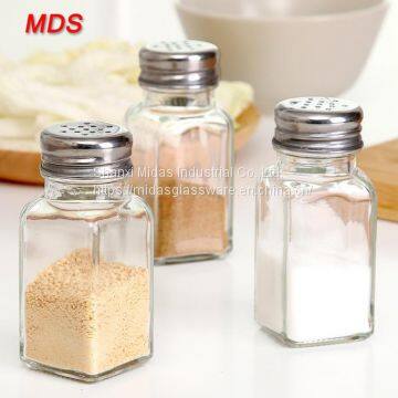 Creative Clear Kitchenware Lead Free Square Salt Glass Jar With Hole photo-3