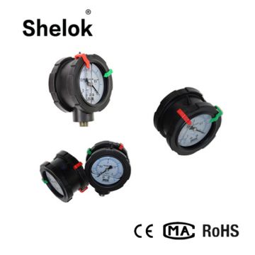 Oil filled double-sided PP pressure gauge