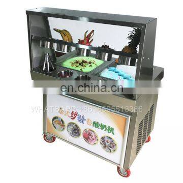 single square pan fried ice cream rolls machine with 8 cooling tanks