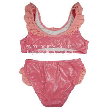 Foil Print Bikini Girls Cute Bikinis Laser Cut Flowers Ruffles photo-2