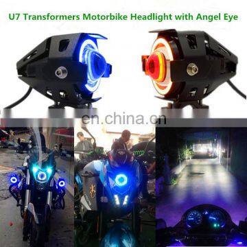 NEWEST 15W Strobe U7 LED Headlight, Angel Eyes LED Motorcycle Headlight