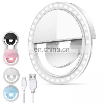 Wholesale Portable Rechargeable Small Selfie Ringlight Cellphone Camera Fill-in Ring Light