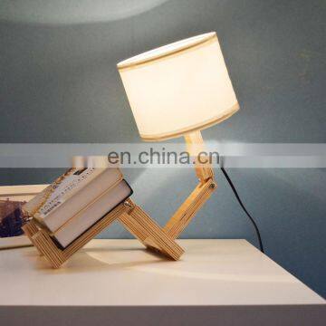 Flexible Desk Light Fabric Wooden Table Lamp Elegant Household Living Room for Reading Book Study Room photo-4