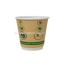 Biodegradable double wall compostable paper cups pla coating coffee cup 8oz 12oz with custom printed