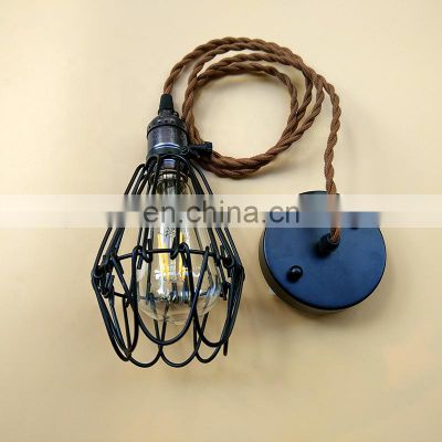 Industrial Retro Style Pendant Light E27 Vintage Iron Cage Lamp