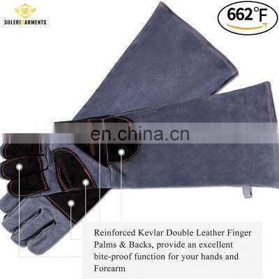 OEM Style Premium Industrial Leather Hand Deer Skin Mechanic Work Welding Gloves Cut Resistant Hand Protection Safety Gloves photo-2