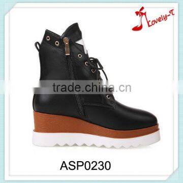 New fashion girl double-deck outsole laced sport shoes from directly factory with side zipper