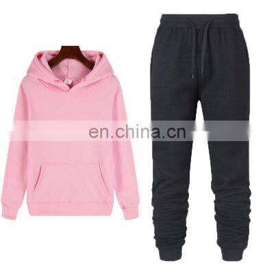 Wholesale custom men's and women's mixed suit long-sleeved casual sports sweatshirt hooded pullover plus size jogging suit 2-pcs