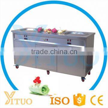 New Style Fried Ice Cream Machine Thailand Roll Fruit Fried Ice Cream Machine China Cheap Flat Pan Fry Ice Cream Machine