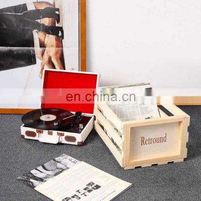 50-70 Albums Storage Vintage Stained Rustic Wood Crate