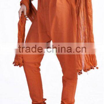 Indian Women Multi Color Cotton Churidar Salwar With Dupatta Set