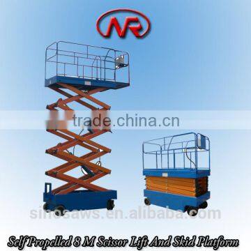 Self Propelled 8 M Scissor Lift And Skid Platform