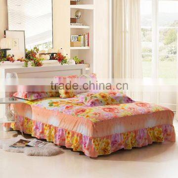 Wholesale Orange flower printed pure cotton homeuse full size bedcloth