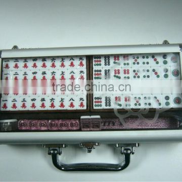 Mahjong game set with aluminum / aluminium case - different colors of mahjong case available