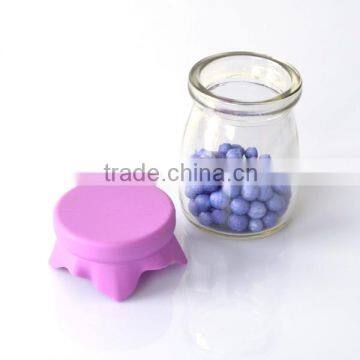 clear glass pudding bottle glass milk bottle with silicon lids