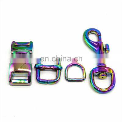 Pop Color Metal Hardware Rainbow Buckle Slider D Ring Snap Hook For Dog Accessories Bags photo-3