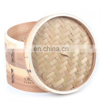 High Quality 10 Inch Bamboo Steamer With Steel Rings for Cooking Steamer Basket
