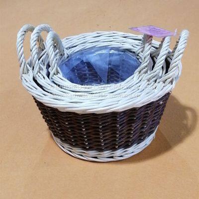 Portable Storage Basket Willow Storage Baskets With Handle for Planting Flower Pot photo-3