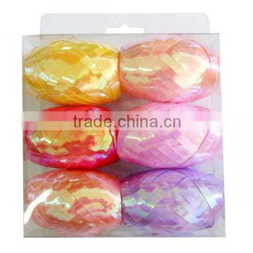 2015 New Iridescent And Promotional Customized Curly Ribbon Egg & Star Bow Decoration