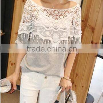 Instyles Sweet Shirt Batwing Sleeve Blouse Handmade cotton lace crochet fabric 19221 best clothing Clothing