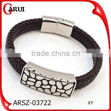 fashion jewelry best selling items engraving logo bio magnetic mens leather bracelet