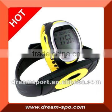 (Yellow )Wireless colorful hear rate monitor watch with chest strap DH-965D