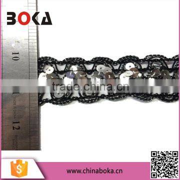 1.5 Inch Black Elastic Trim With Sequins