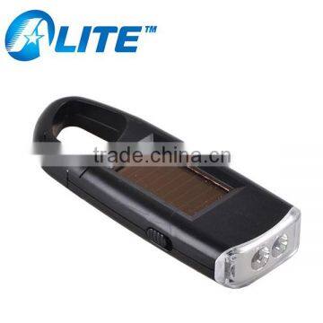 ABS Plastic 2 LED Mini Carabiner Solar Keychain Flashlight