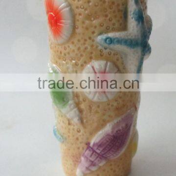 Unique Sandy Beach Tall Shots Glass Cup with embossing Shell