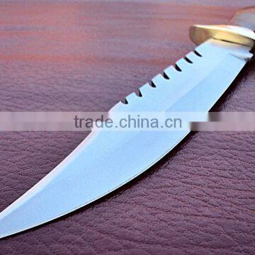 Bowie Hunting Custom Handmade Stainless Steel 15 Inch Hunting Knife Solid Walnut Wood Handle and Brass Thumb Guard / Clip photo-2