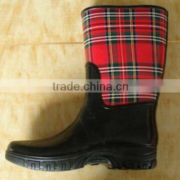 Cloth Cover Rubber Half Wellington Boots