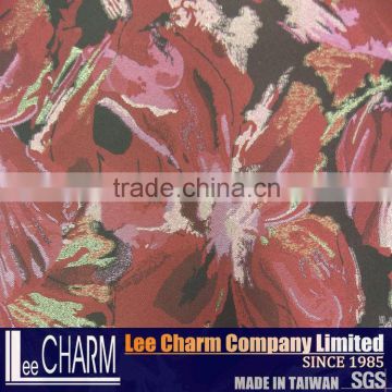 Made in Taiwan Woven Floral Polyester Metallic Jacquard Cloth Upholstery Fabric