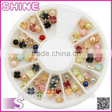 New stones 3mm 4mm 5mm 6mm metal golden edging flatback round hot fix rhinestones